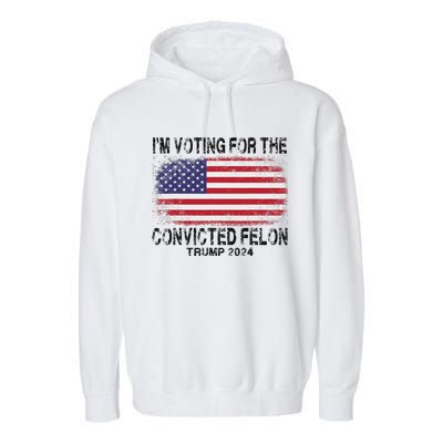 Voting For The Felon Retro American Flag Garment-Dyed Fleece Hoodie