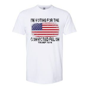 Voting For The Felon Retro American Flag Softstyle CVC T-Shirt