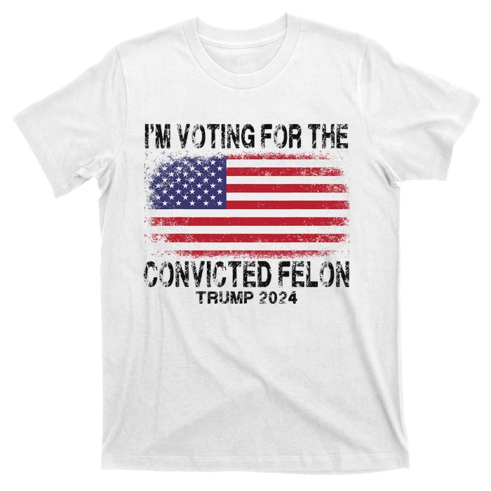 Voting For The Felon Retro American Flag T-Shirt