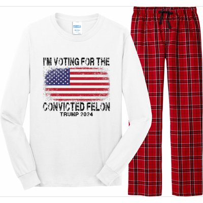 Voting For The Felon Retro American Flag Long Sleeve Pajama Set