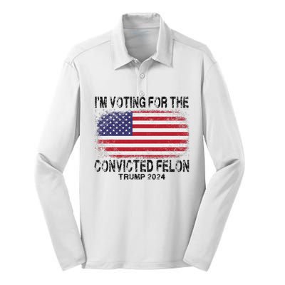 Voting For The Felon Retro American Flag Silk Touch Performance Long Sleeve Polo