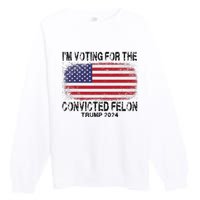 Voting For The Felon Retro American Flag Premium Crewneck Sweatshirt