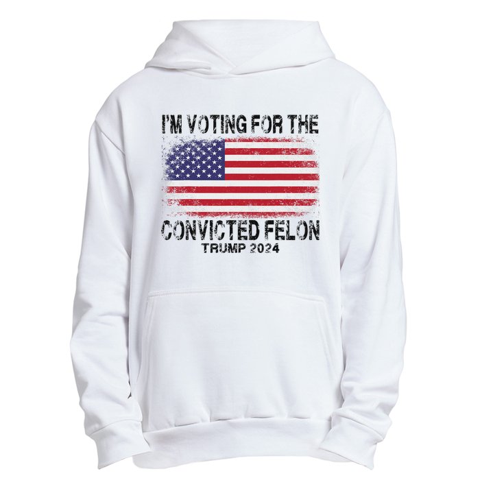 Voting For The Felon Retro American Flag Urban Pullover Hoodie