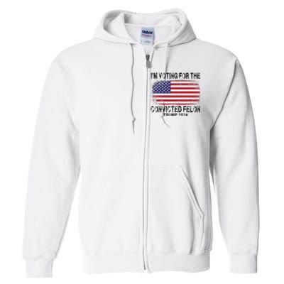 Voting For The Felon Retro American Flag Full Zip Hoodie