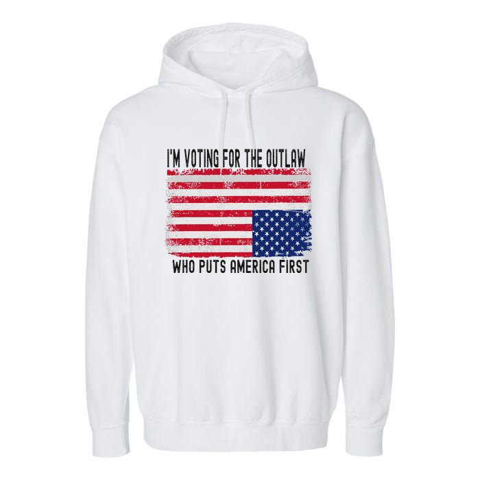 Voting For The Outlaw America First Garment-Dyed Fleece Hoodie