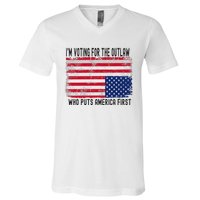 Voting For The Outlaw America First V-Neck T-Shirt