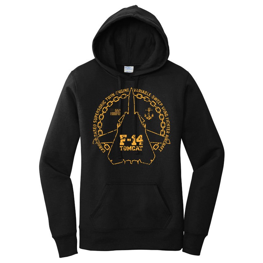 Vintage F14 Tomcat Naval Fighter Jet Military Aircraft Women's Pullover Hoodie