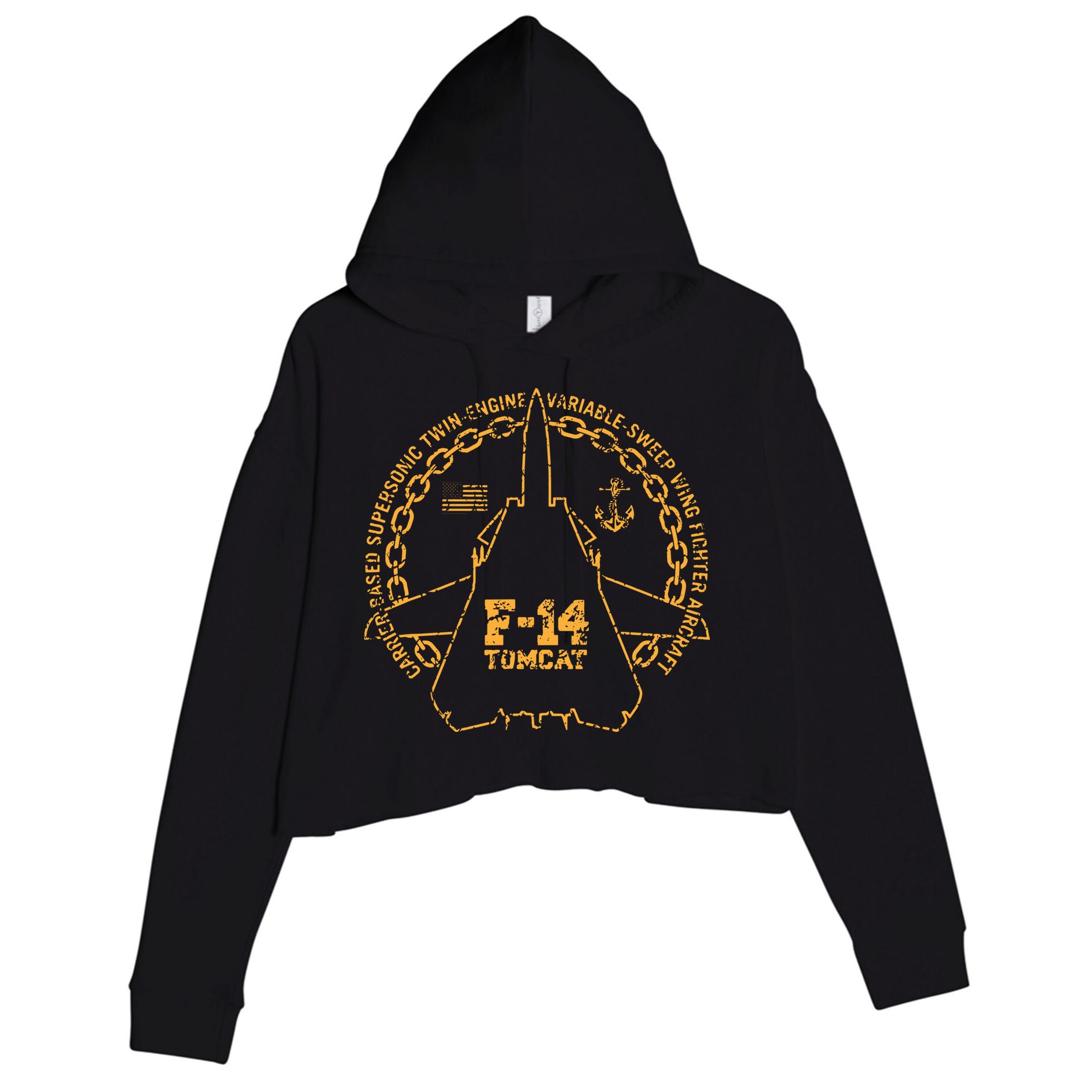 Vintage F14 Tomcat Naval Fighter Jet Military Aircraft Crop Fleece Hoodie