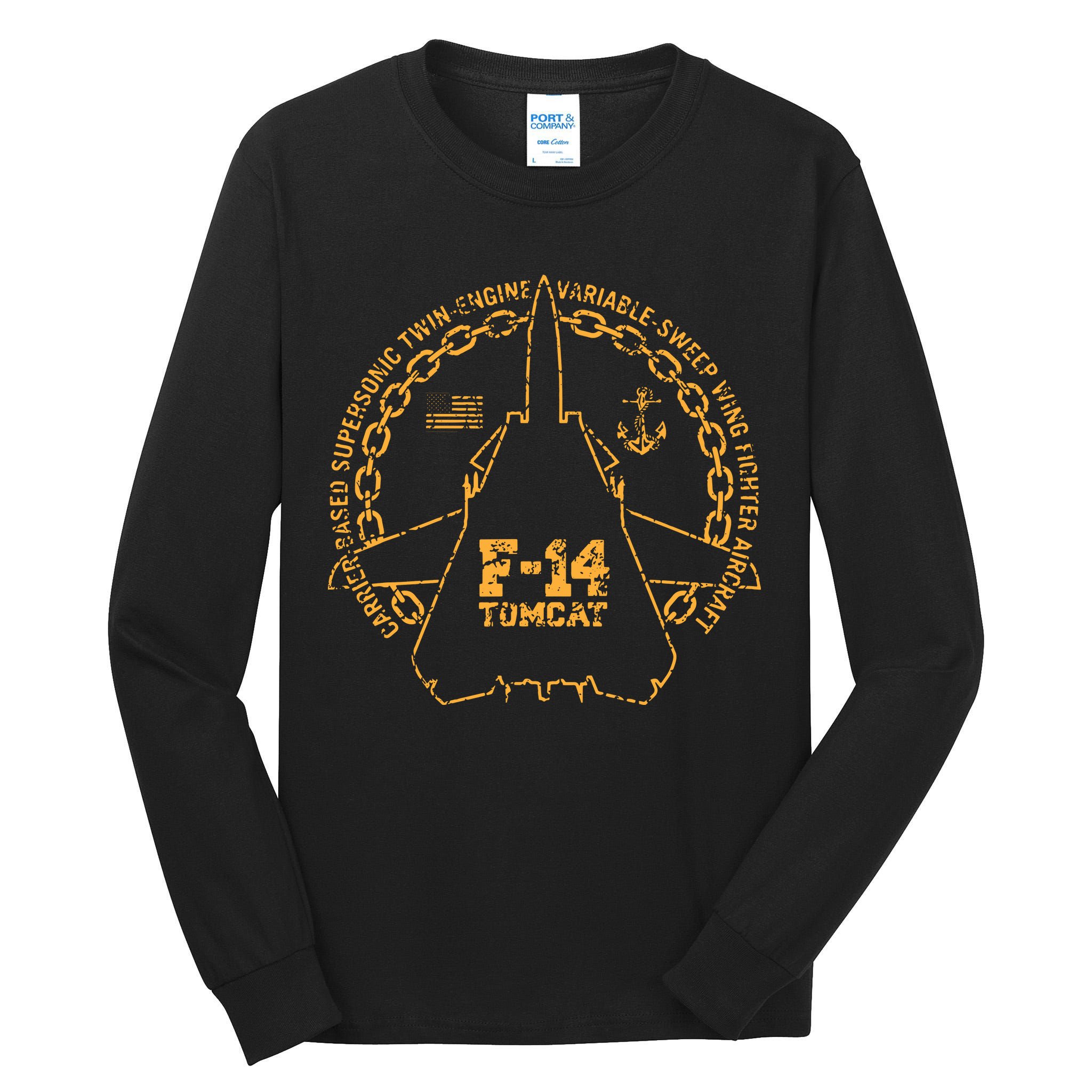 Vintage F14 Tomcat Naval Fighter Jet Military Aircraft Tall Long Sleeve T-Shirt