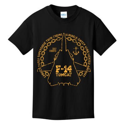 Vintage F14 Tomcat Naval Fighter Jet Military Aircraft Kids T-Shirt
