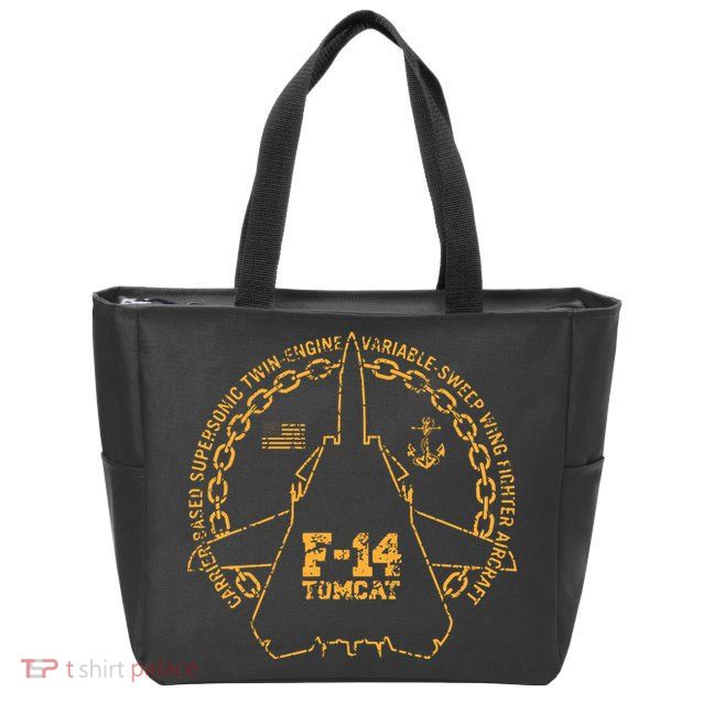 Vintage F14 Tomcat Naval Fighter Jet Military Aircraft Zip Tote Bag