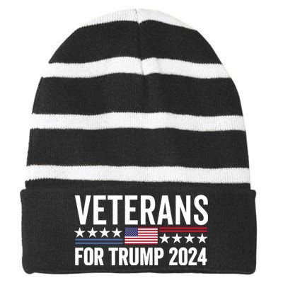 Veterans For Trump 2024 Striped Beanie with Solid Band