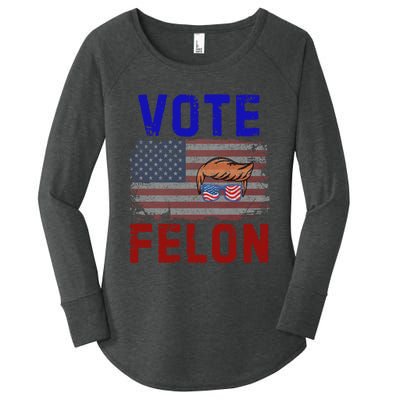 Vote Felon Trump 2024 45 And 47 Funny Vote For The Felon Women's Perfect Tri Tunic Long Sleeve Shirt