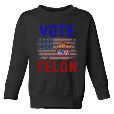 Vote Felon Trump 2024 45 And 47 Funny Vote For The Felon Toddler Sweatshirt