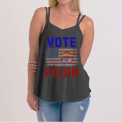 Vote Felon Trump 2024 45 And 47 Funny Vote For The Felon Women's Strappy Tank