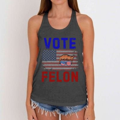 Vote Felon Trump 2024 45 And 47 Funny Vote For The Felon Women's Knotted Racerback Tank