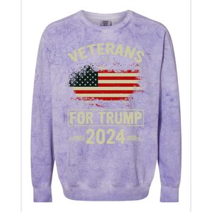 Veterans For Trump 2024 Gift Veteran Day Gift Colorblast Crewneck Sweatshirt