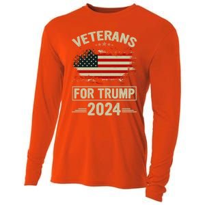 Veterans For Trump 2024 Gift Veteran Day Gift Cooling Performance Long Sleeve Crew