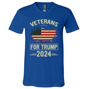 Veterans For Trump 2024 Gift Veteran Day Gift V-Neck T-Shirt