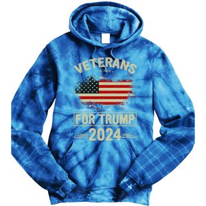 Veterans For Trump 2024 Gift Veteran Day Gift Tie Dye Hoodie