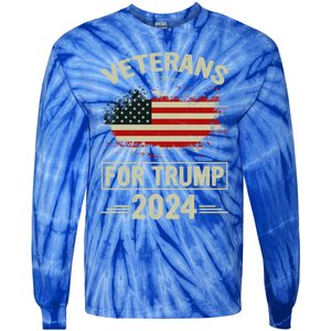 Veterans For Trump 2024 Gift Veteran Day Gift Tie-Dye Long Sleeve Shirt