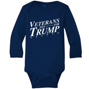 Veterans For Trump 2024 Conservative Republican Trump 2024 Gift Baby Long Sleeve Bodysuit