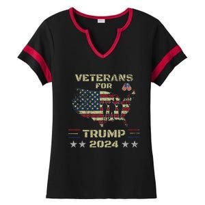 Veterans For Trump 2024 American Flag Patriotic Support Ladies Halftime Notch Neck Tee