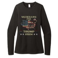 Veterans For Trump 2024 American Flag Patriotic Support Womens CVC Long Sleeve Shirt