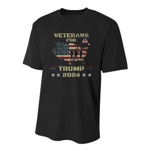 Veterans For Trump 2024 American Flag Patriotic Support Youth Performance Sprint T-Shirt