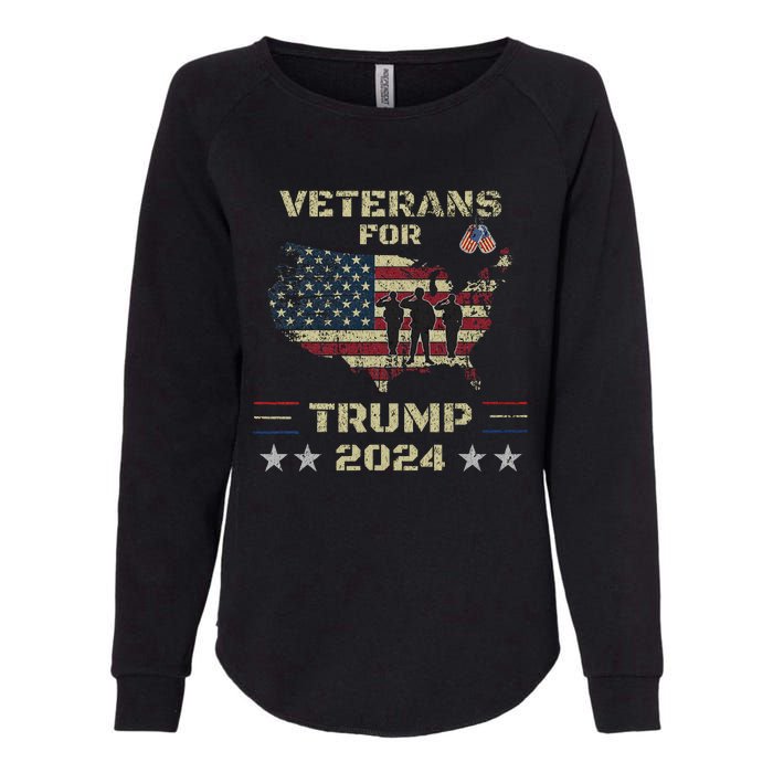 Veterans For Trump 2024 American Flag Patriotic Support Womens California Wash Sweatshirt