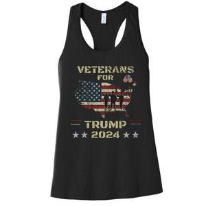 Veterans For Trump 2024 American Flag Patriotic Support Women's Racerback Tank