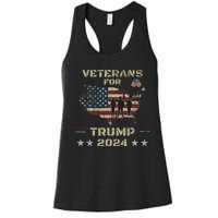 Veterans For Trump 2024 American Flag Patriotic Support Women's Racerback Tank