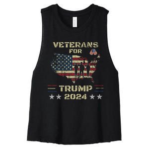 Veterans For Trump 2024 American Flag Patriotic Support Women's Racerback Cropped Tank