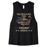 Veterans For Trump 2024 American Flag Patriotic Support Women's Racerback Cropped Tank