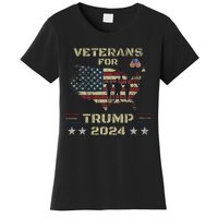 Veterans For Trump 2024 American Flag Patriotic Support Women's T-Shirt