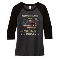 Veterans For Trump 2024 American Flag Patriotic Support Women's Tri-Blend 3/4-Sleeve Raglan Shirt