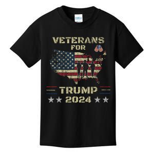 Veterans For Trump 2024 American Flag Patriotic Support Kids T-Shirt