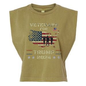 Veterans For Trump 2024 American Flag Patriotic Support Garment-Dyed Women's Muscle Tee