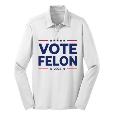 Vote Felon Trump 2024 45 And 47 Silk Touch Performance Long Sleeve Polo