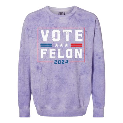 Vote Felon Trump 2024 45 And 47 Funny Pocket Design Colorblast Crewneck Sweatshirt