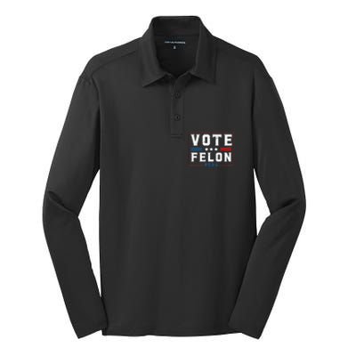 Vote Felon Trump 2024 45 And 47 Funny Pocket Design Silk Touch Performance Long Sleeve Polo