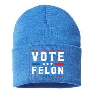 Vote Felon Trump 2024 45 And 47 Funny Pocket Design Sustainable Knit Beanie