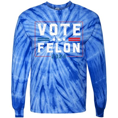 Vote Felon Trump 2024 45 And 47 Funny Pocket Design Tie-Dye Long Sleeve Shirt