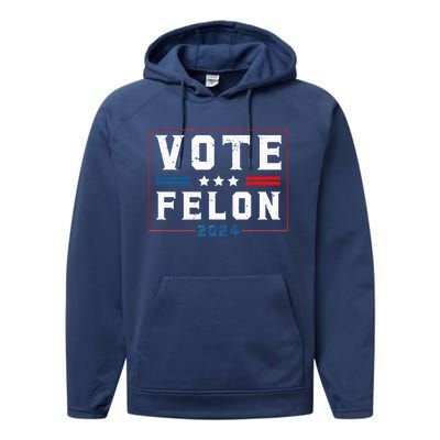 Vote Felon Trump 2024 45 And 47 Funny Pocket Design Performance Fleece Hoodie