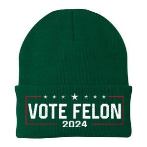 Vote Felon Trump 2024 45 And 47 Funny Vote For The Felon Knit Cap Winter Beanie