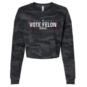 Vote Felon Trump 2024 45 And 47 Funny Vote For The Felon Cropped Pullover Crew