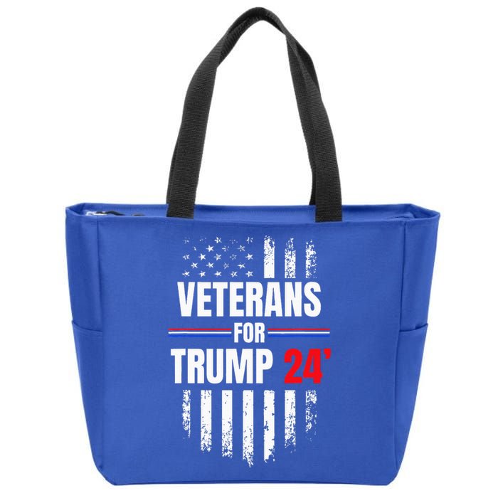 Veterans For Trump 2024 American Flag Zip Tote Bag