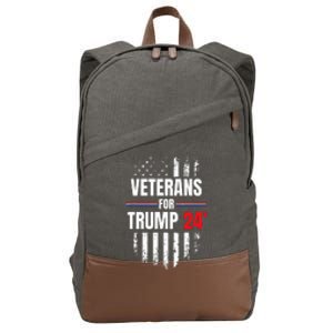 Veterans For Trump 2024 American Flag Cotton Canvas Backpack