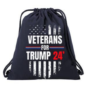 Veterans For Trump 2024 American Flag Drawstring Bag