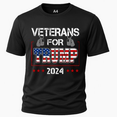 Veterans For Trump 2024 American Flag Dad Grandpa Veterans Day Cooling Performance Crew T-Shirt